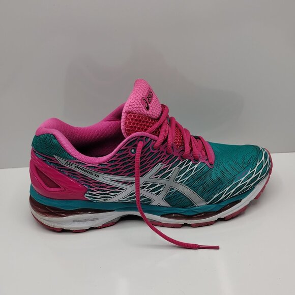 ASICS GEL NIMBUS 18 T650N Women's Size 9 Pink Green Running Athletic Shoes - Picture 1 of 7